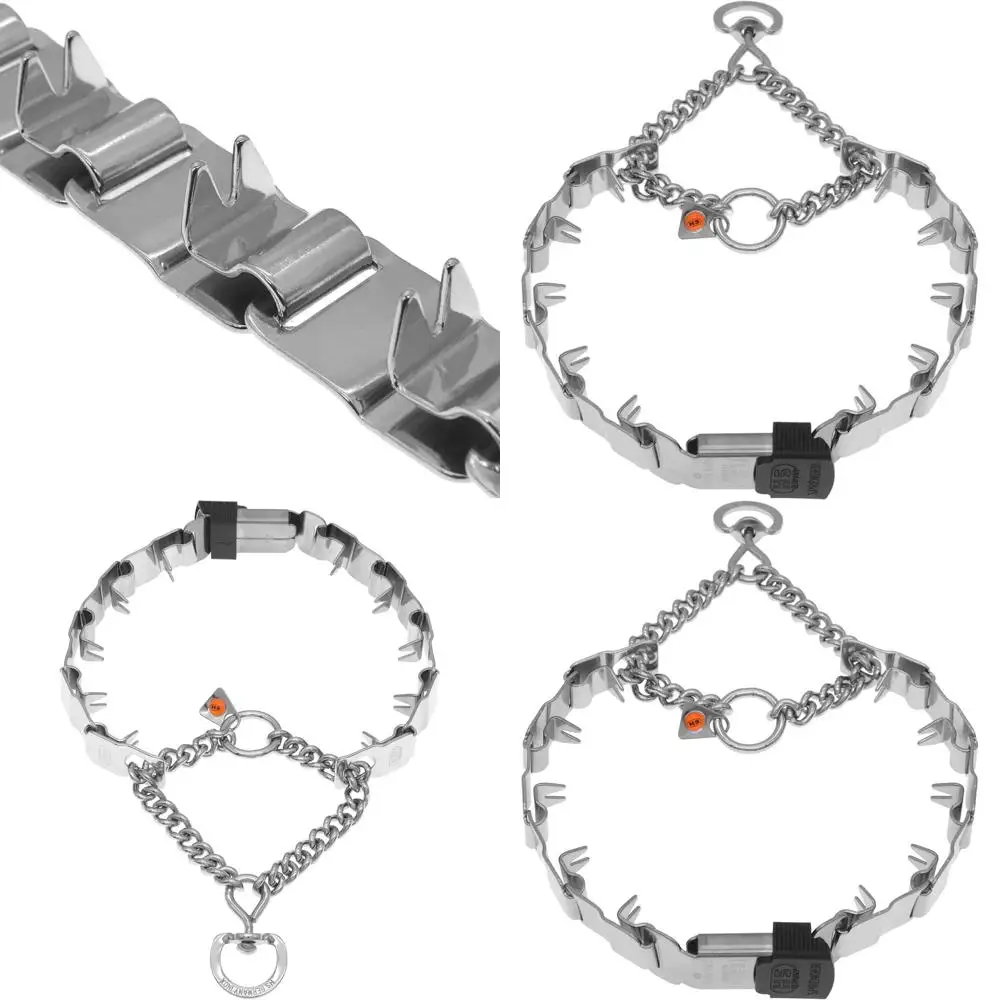 German-Made Stainless Steel Dog Training Prong Collar with ClicLock Buckle, 20in (Fits Necks up to 17in)
German-Made Stainless Steel Dog Training Prong Collar with ClicLock Buckle, 20in (Fits Necks up to 17in)