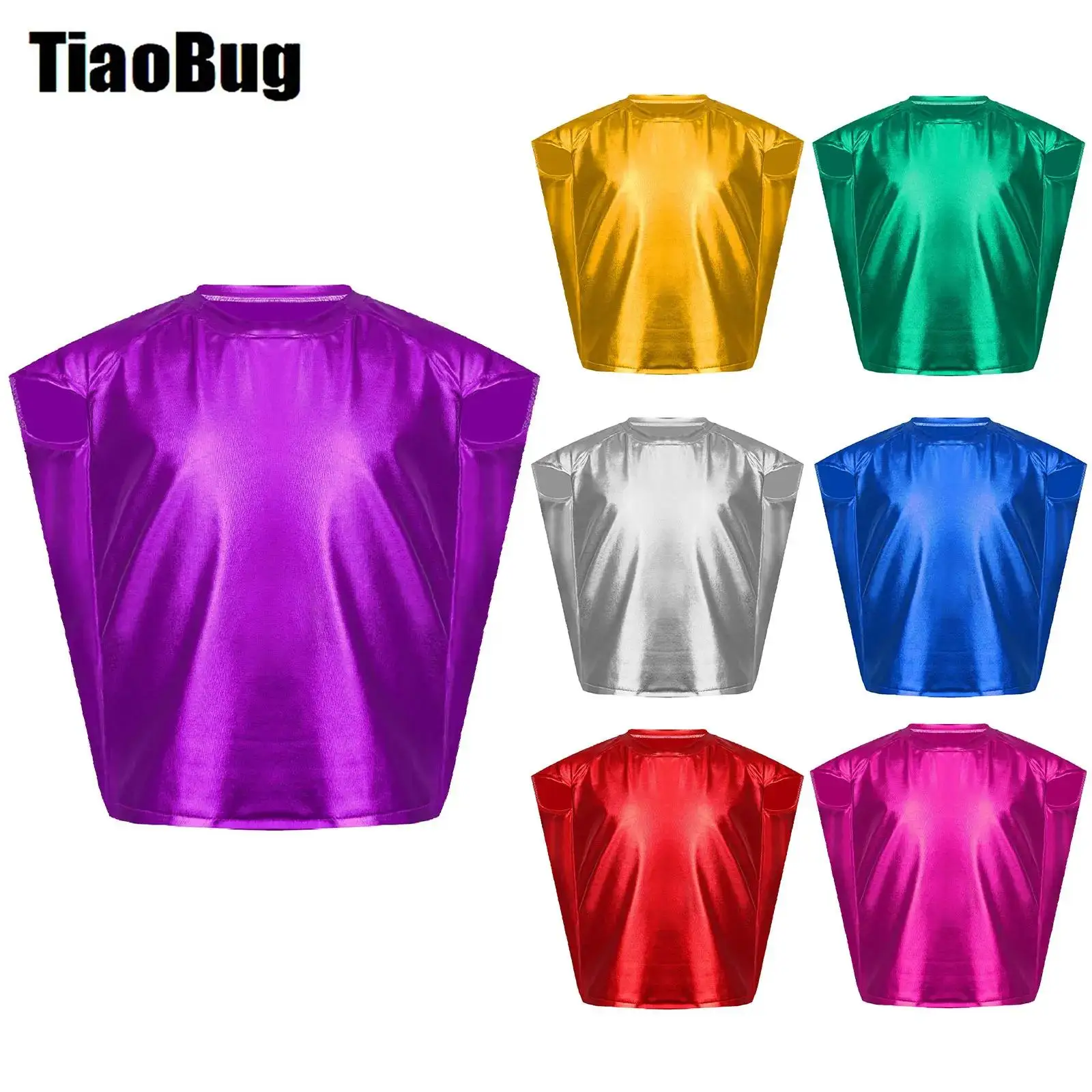 Kids Girls Boys Hip-Hop Jazz Top Unisex Party Performance Top Cap Sleeve Round Neck Metallic T-shirt for Dance
Kids Girls Boys Hip-Hop Jazz Top Unisex Party Performance Top Cap Sleeve Round Neck Metallic T-shirt for Dance