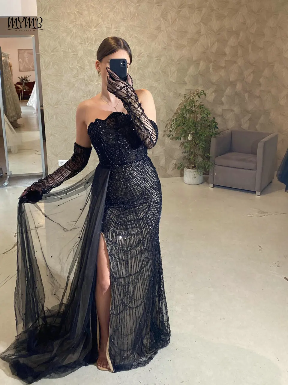 MYMB Champagne Sexy Strapless Beaded Evening Formal Dress with Side Train Luxury Mermaid High Split Women Wedding Party Gowns
MYMB Champagne Sexy Strapless Beaded Evening Formal Dress with Side Train Luxury Mermaid High Split Women Wedding Party Gowns