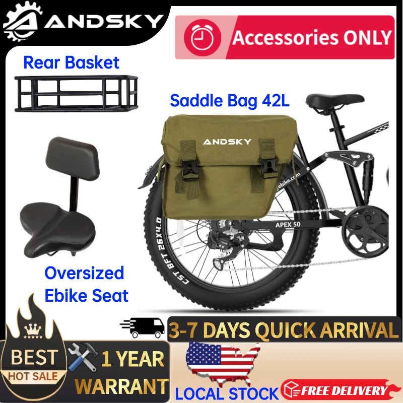 ANDSKY Electric Bike 42L Large-capacity Saddle Bag Ebike Rear Cargo Basket Comfort Oversized Ebike Seat Cycling Accessories
ANDSKY Electric Bike 42L Large-capacity Saddle Bag Ebike Rear Cargo Basket Comfort Oversized Ebike Seat Cycling Accessories