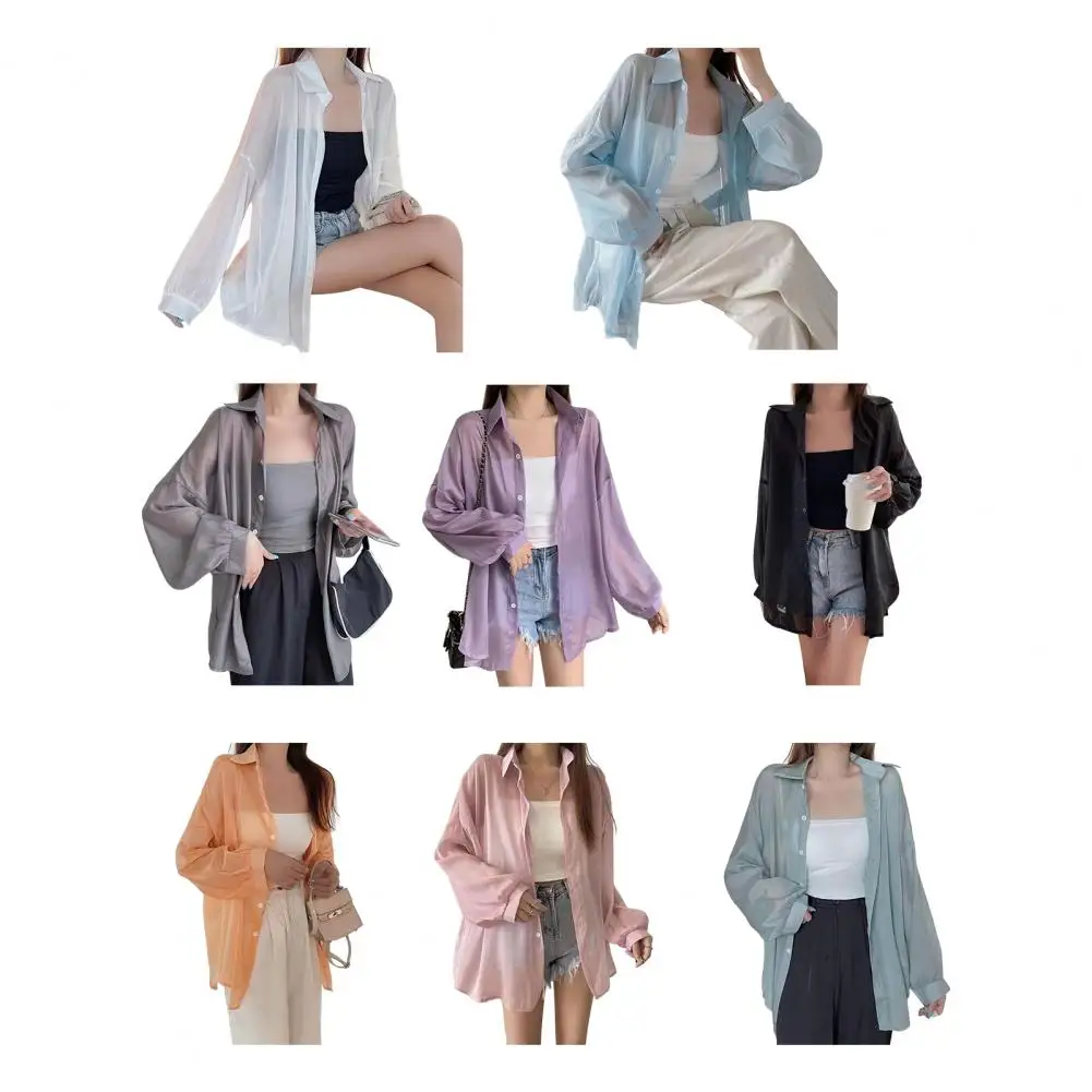  Summer Sunscreen Shirt Elegant Perspective Thin Chiffon Blouse Korean Harajuku See Through Loose Top Casual Women's Cardigan
Summer Sunscreen Shirt Elegant Perspective Thin Chiffon Blouse Korean Harajuku See Through Loose Top Casual Women's Cardigan