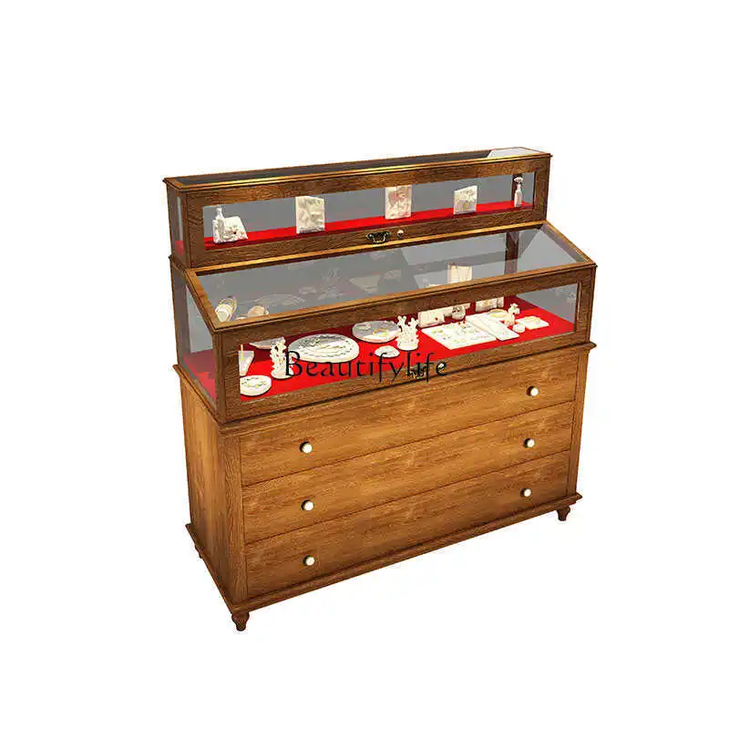 Medieval Display Cabinet Jewelry Jade Glass Display American French All Solid Wood Double Layer Customization
Medieval Display Cabinet Jewelry Jade Glass Display American French All Solid Wood Double Layer Customization