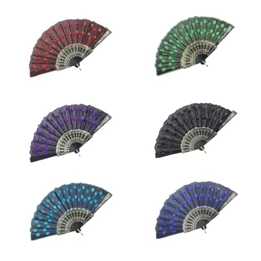 INNOLIFE Elegant Colorful Embroidered Flower Peacock Pattern Sequin Fabric Folding Handheld Hand Fan Hand-Crafted Full Set - 6p
INNOLIFE Elegant Colorful Embroidered Flower Peacock Pattern Sequin Fabric Folding Handheld Hand Fan Hand-Crafted Full Set - 6p