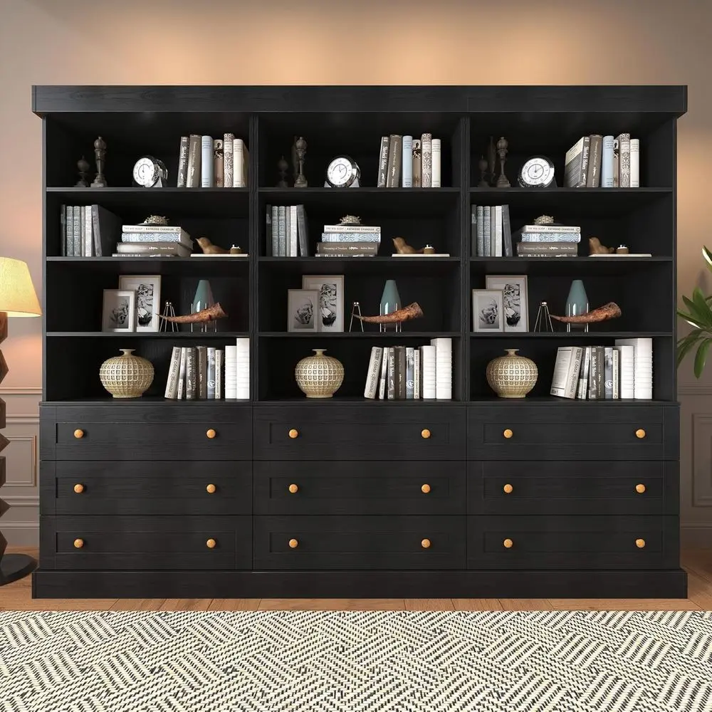 Set of 3 Large Tall Armhouse Bookcases with Adjustable Shelves, Ideal for Living Room, Kitchen, Home Office, Black
Set of 3 Large Tall Armhouse Bookcases with Adjustable Shelves, Ideal for Living Room, Kitchen, Home Office, Black