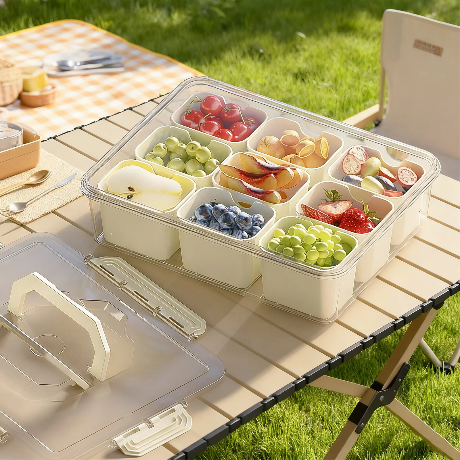 Divided Serving Tray with Lid & Handles, 8/9-Compartment Snack Box, Charcuterie Organizer for Candy, Nuts, Fruits, Snacks
Divided Serving Tray with Lid & Handles, 8/9-Compartment Snack Box, Charcuterie Organizer for Candy, Nuts, Fruits, Snacks