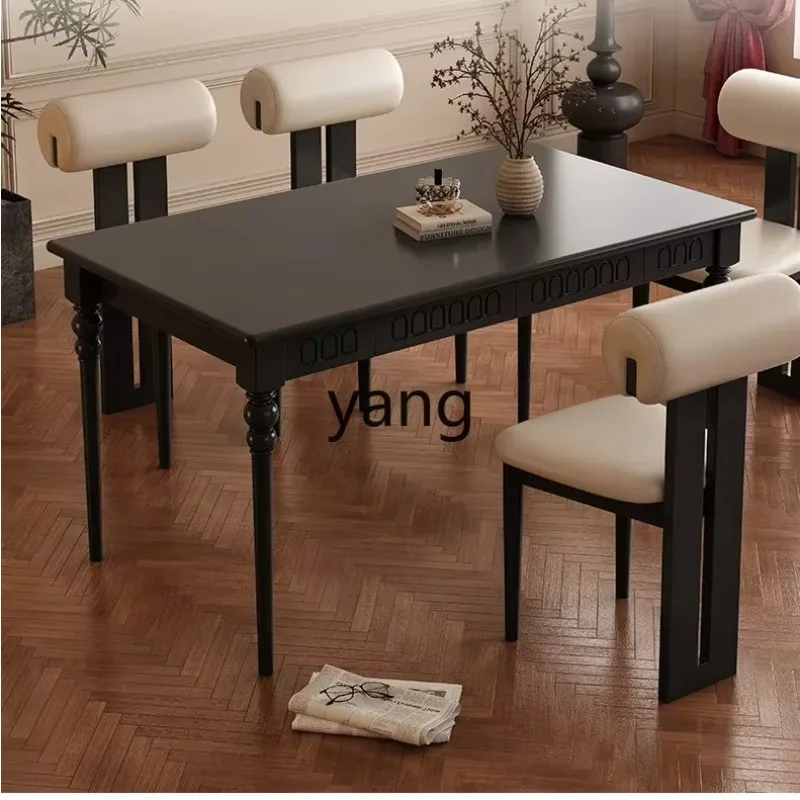 LTT retro solid wood black dining table light luxury dining table and chair combination small apartment
LTT retro solid wood black dining table light luxury dining table and chair combination small apartment