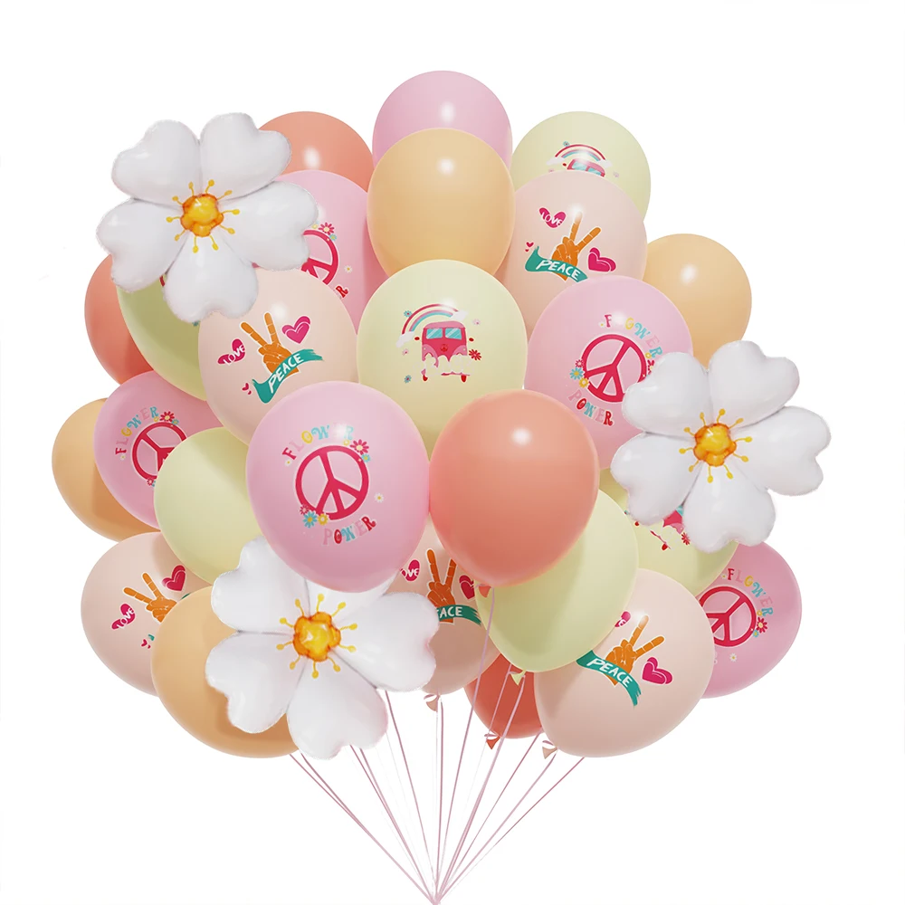 28pcs/set Groovy Retro Hippie Balloons 12in Rainbow Flower Peace Printed Latex Balloon Daisy Foil Ball Boho Birthday Party Decor
28pcs/set Groovy Retro Hippie Balloons 12in Rainbow Flower Peace Printed Latex Balloon Daisy Foil Ball Boho Birthday Party Decor
