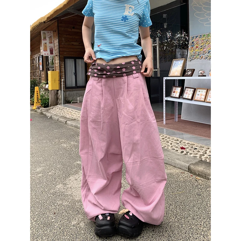 ZHIZOU Women's Pink Sweatpants Baggy Patchwork Pants Harajuku Aesthetic 2000s Style Y2k Vintage Oversize Hip Hop Trousers Summer
ZHIZOU Women's Pink Sweatpants Baggy Patchwork Pants Harajuku Aesthetic 2000s Style Y2k Vintage Oversize Hip Hop Trousers Summer