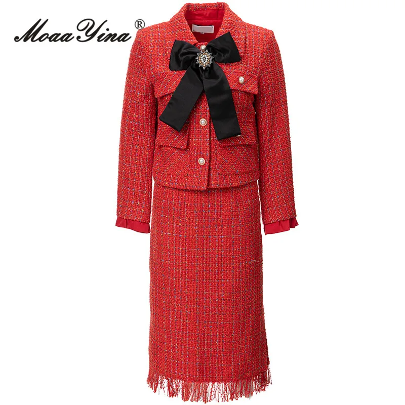 MoaaYina Winter Fashion Runway Red Vintage Skirt Set Women Lapel Button Diamond Bow Slim Coats+Package Buttock Skirt 2 Piece Set
MoaaYina Winter Fashion Runway Red Vintage Skirt Set Women Lapel Button Diamond Bow Slim Coats+Package Buttock Skirt 2 Piece Set