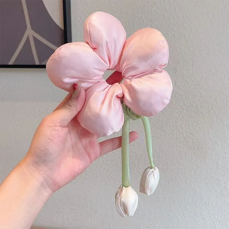 Women's Spring Tulip Flowers Large Scrunchie Super Fairy Sweet Streamer Hair Rope Ponytail Solid Color Ball Head Rope New Style
Women's Spring Tulip Flowers Large Scrunchie Super Fairy Sweet Streamer Hair Rope Ponytail Solid Color Ball Head Rope New Style