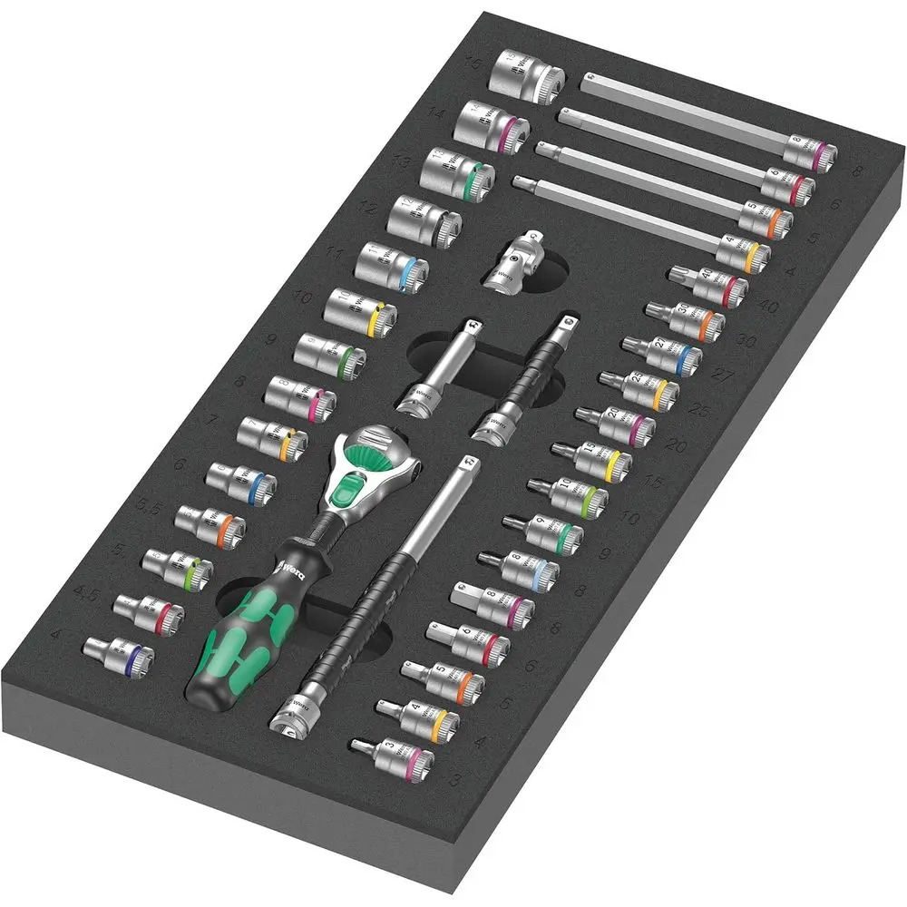 1/4 Ratchet Set, 37 Pieces, Black Green, 8000 Series
1/4 Ratchet Set, 37 Pieces, Black Green, 8000 Series