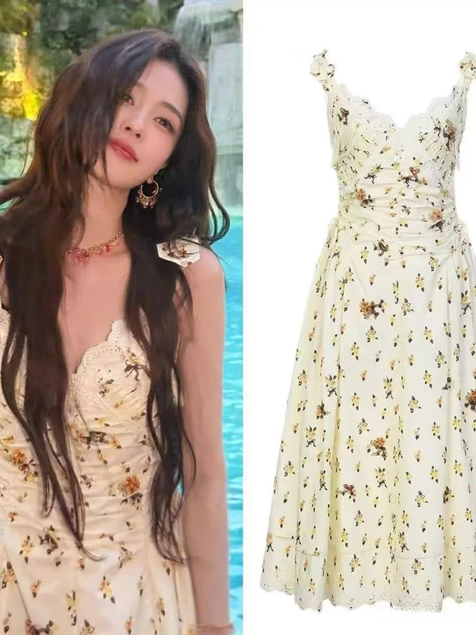 Retro Floral Print Dress Lace Trim Beach Vacation Long Gown Sweet Style Gathered Waist Sleeveless A-Line Skirt for Women
Retro Floral Print Dress Lace Trim Beach Vacation Long Gown Sweet Style Gathered Waist Sleeveless A-Line Skirt for Women