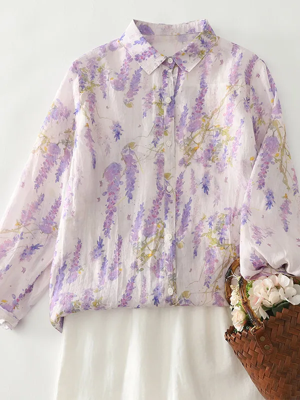 Loose Fit Floral Print Turn-down Collar Purple Shirt Japanese Style Fashionable plus Size Women's Casual Breathable Top
Loose Fit Floral Print Turn-down Collar Purple Shirt Japanese Style Fashionable plus Size Women's Casual Breathable Top