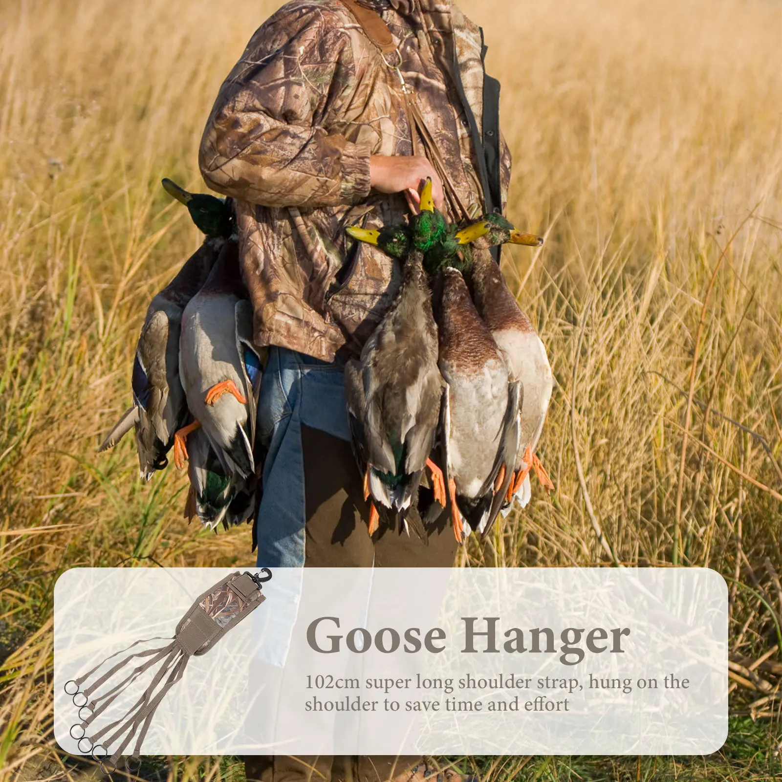 Camouflage Hunting Shoulder Strap Bird Duck Carrier for Dove Small Game 102cm Long D-Ring 8 Hanging Holes Outdoor Game Tote
Camouflage Hunting Shoulder Strap Bird Duck Carrier for Dove Small Game 102cm Long D-Ring 8 Hanging Holes Outdoor Game Tote