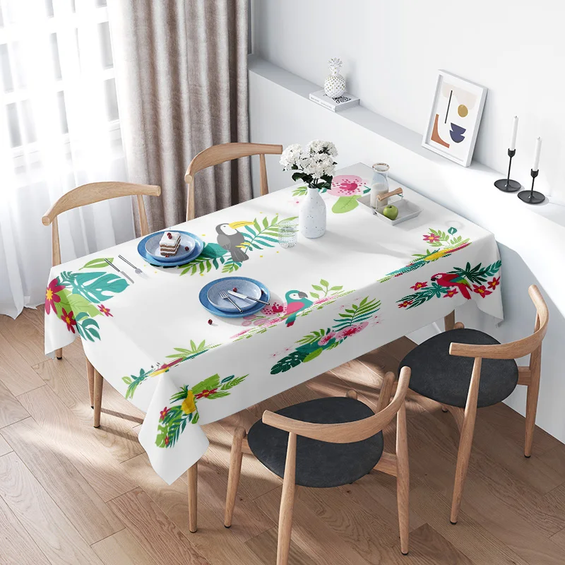 White Tablecloth with Tropical Bird Floral Design for Home Dining Decorations 106X235cm
White Tablecloth with Tropical Bird Floral Design for Home Dining Decorations 106X235cm