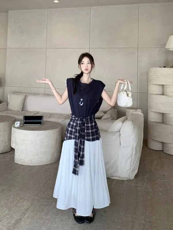 plus Size Korean Style Patchwork Lace Waist Belt Summer New Vintage Color Block Plaid Long Dress Women's Casual A-Line Skirt
plus Size Korean Style Patchwork Lace Waist Belt Summer New Vintage Color Block Plaid Long Dress Women's Casual A-Line Skirt