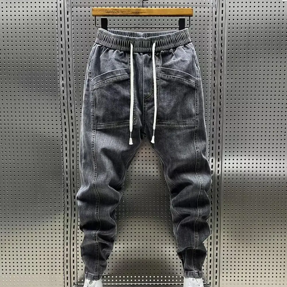 Spring Autumn Men Jeans Elastic Drawstring Waist Pockets Design Denim Pants Solid Color Casual Cargo Harem Trousers
Spring Autumn Men Jeans Elastic Drawstring Waist Pockets Design Denim Pants Solid Color Casual Cargo Harem Trousers