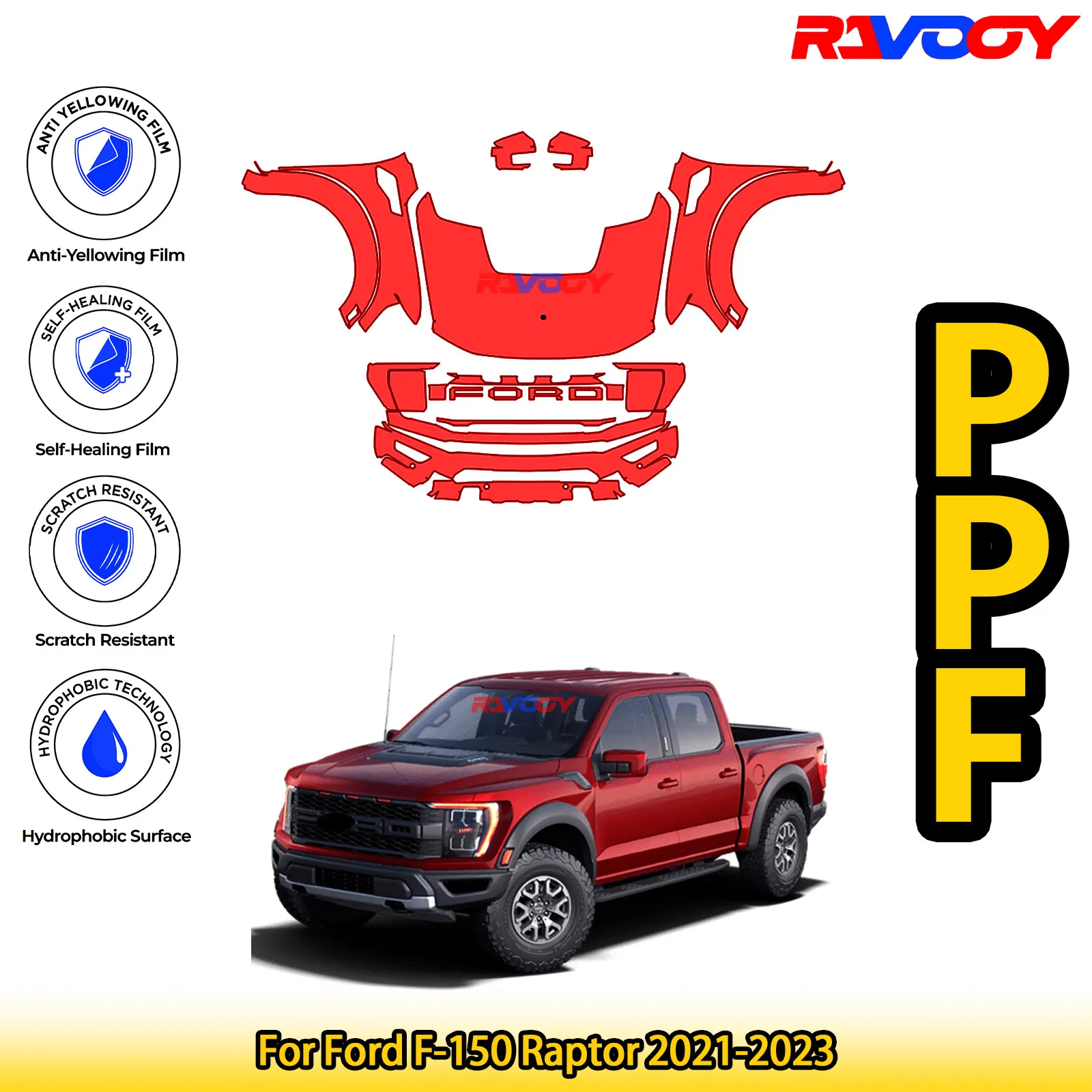 For Ford F-150 Raptor 2021-2023 Glossy Matte Black Precut front PPF Kit Paint Protection Film
For Ford F-150 Raptor 2021-2023 Glossy Matte Black Precut front PPF Kit Paint Protection Film