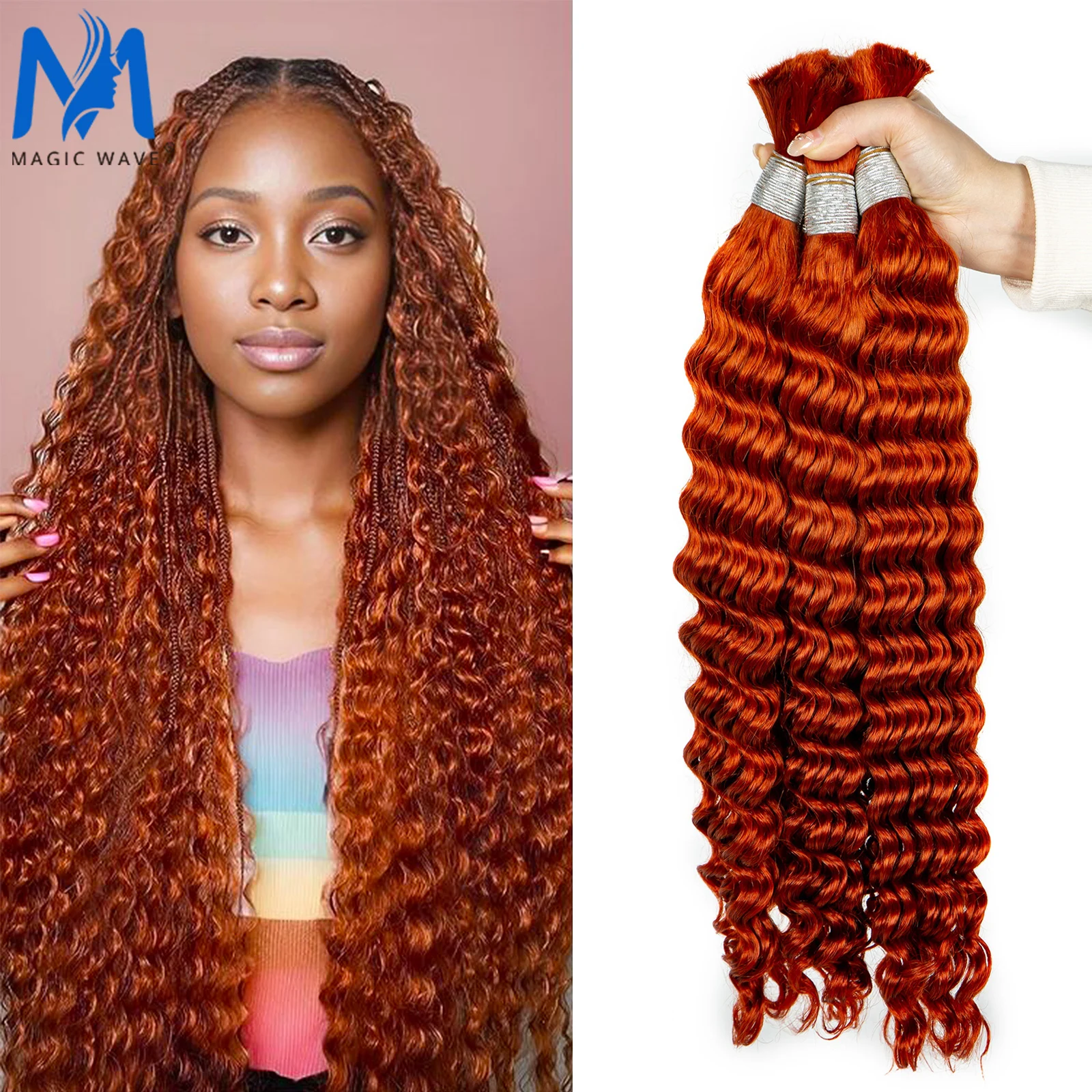 Ginger Orange 350# Human Hair Bulk 28inch Deep Wave Human Hair for Braiding 100% Unprocessed No Weft Vingin Hair Bulk Extensions
Ginger Orange 350# Human Hair Bulk 28inch Deep Wave Human Hair for Braiding 100% Unprocessed No Weft Vingin Hair Bulk Extensions