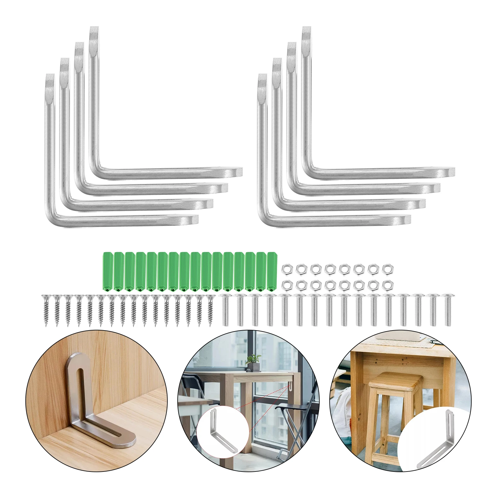 8 шт. нержавеющая сталь 90 ° Угловой кронштейн 3 мм, сверхмощные регулируемые винтовые прорезы для ремонта мебели, полка, каркас кровати с винтами
8 шт. нержавеющая сталь 90 ° Угловой кронштейн 3 мм, сверхмощные регулируемые винтовые прорезы для ремонта мебели, полка, каркас кровати с винтами