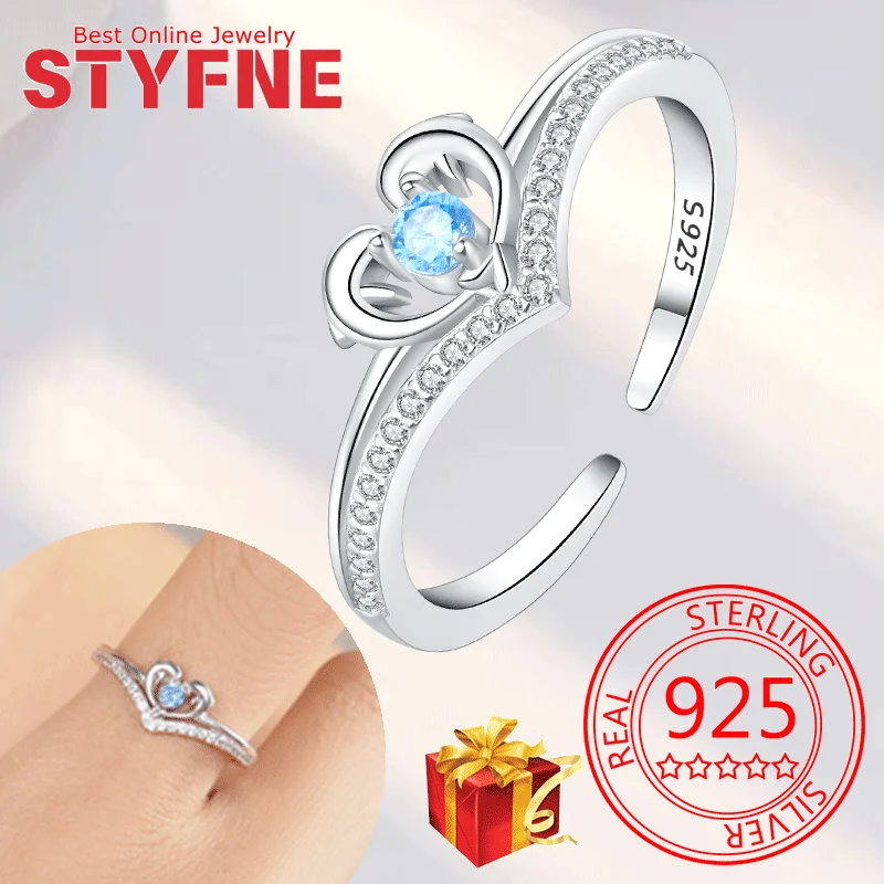 Real 925 Sterling Silver Blue Heart CZ Finger Rings Adjustable Ring For Women Wedding Jewelry Gifts with GIFT BOX
Real 925 Sterling Silver Blue Heart CZ Finger Rings Adjustable Ring For Women Wedding Jewelry Gifts with GIFT BOX