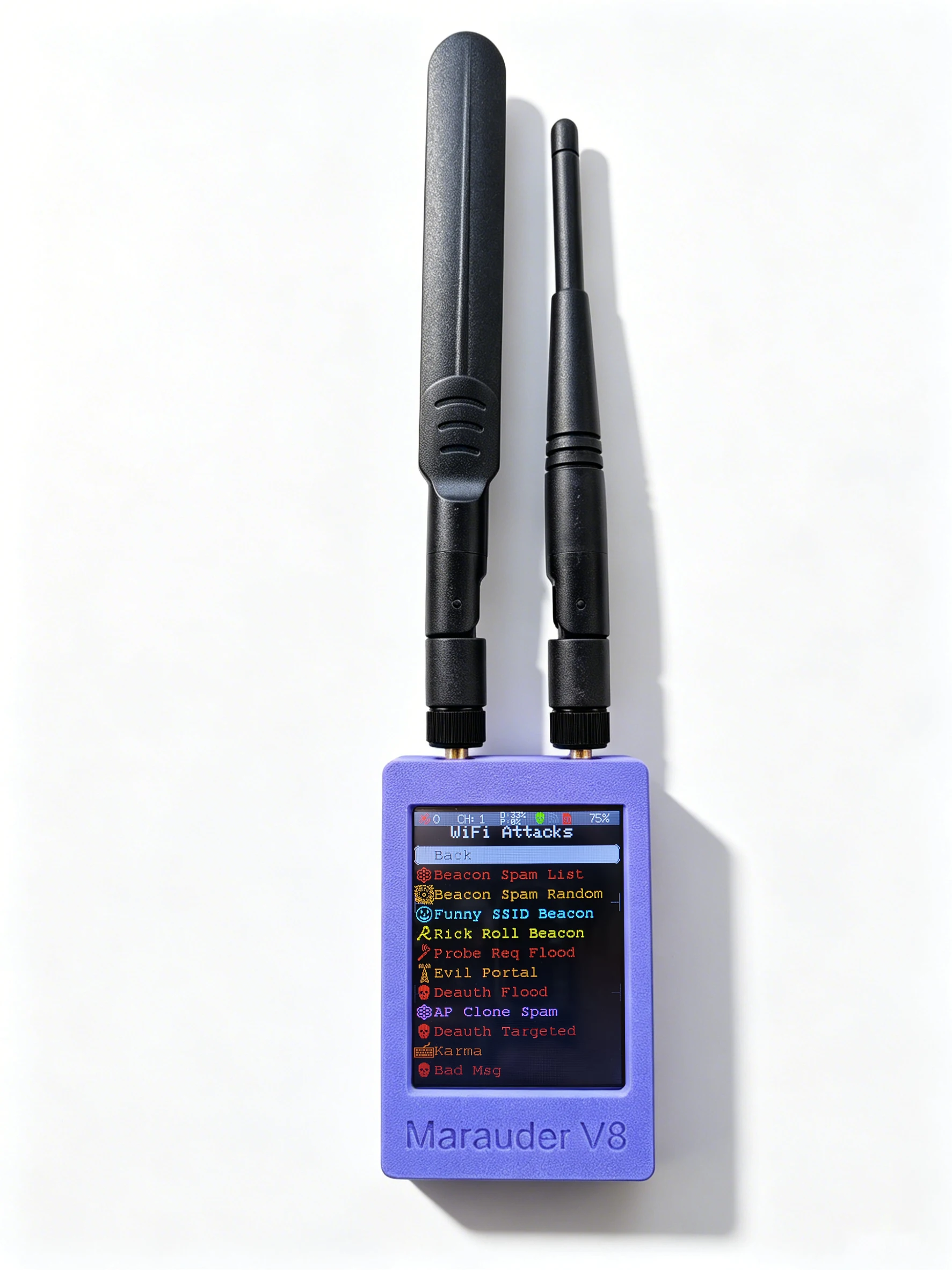 ESP32 Marauder V8 Device ESP32-C5 Dual Band WiFi, Bluetooth, GPS, Supports 2.4G&5G Signal For data analysis and penetration test
ESP32 Marauder V8 Device ESP32-C5 Dual Band WiFi, Bluetooth, GPS, Supports 2.4G&5G Signal For data analysis and penetration test