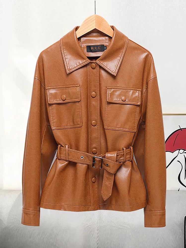 Женский кожаный тюнер из овчины для похудения, дизайн талии, осенний новый Sle Faionable Commute Sle, длинный воротник све
Женский кожаный тюнер из овчины для похудения, дизайн талии, осенний новый Sle Faionable Commute Sle, длинный воротник све