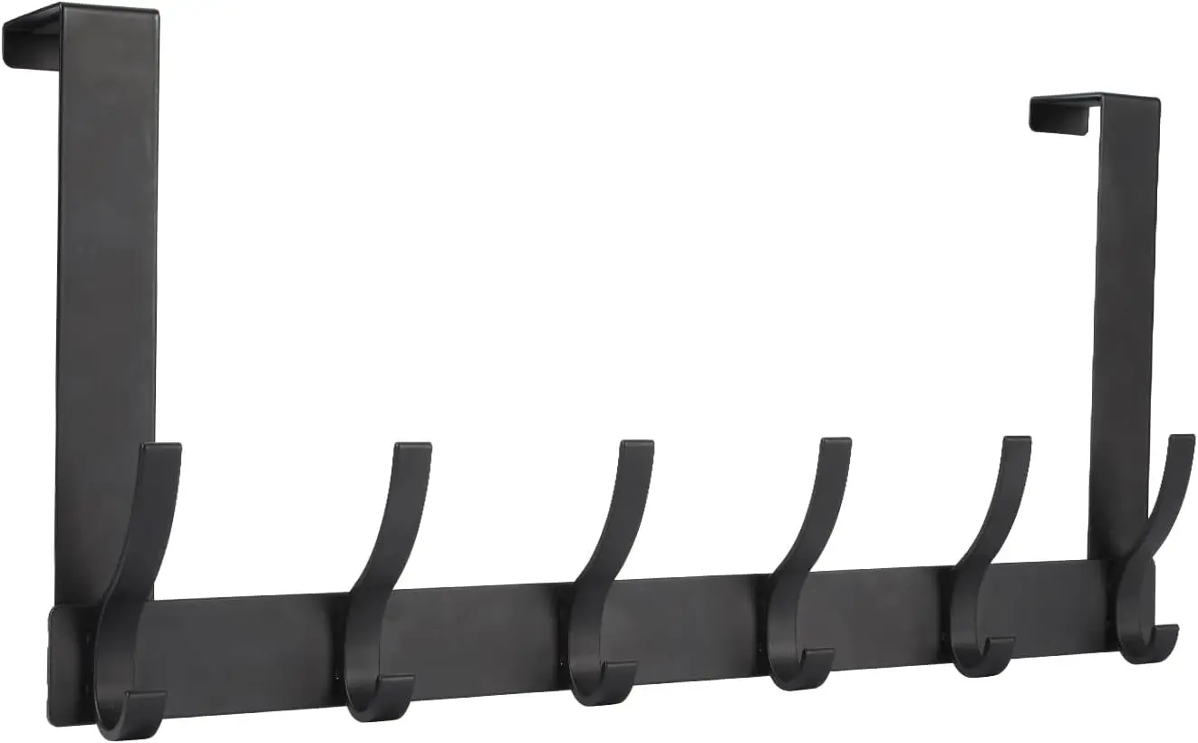 Over Door Hooks, 12 Hook Towel Rack for Bathroom, Heavy Duty Coat Hanger, Black (1 Pack)
Over Door Hooks, 12 Hook Towel Rack for Bathroom, Heavy Duty Coat Hanger, Black (1 Pack)