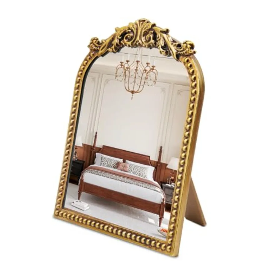 Vintage Makeup Mirror with Stand : 12.1"x9.8" Arched Antique Gold Vanity Mirror for Dresser - Baroque Standing Tabletop Ornate
Vintage Makeup Mirror with Stand : 12.1"x9.8" Arched Antique Gold Vanity Mirror for Dresser - Baroque Standing Tabletop Ornate