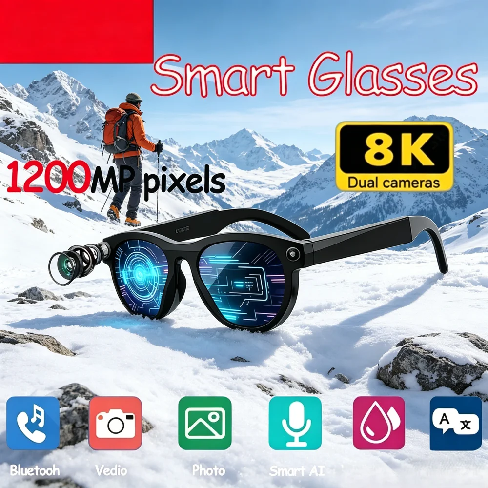 8K HD Photochromic AI Smart Glasses, Built-in Camera, Real-Time Translation, Bluetooth Call, Voice Assistant & Music
8K HD Photochromic AI Smart Glasses, Built-in Camera, Real-Time Translation, Bluetooth Call, Voice Assistant & Music