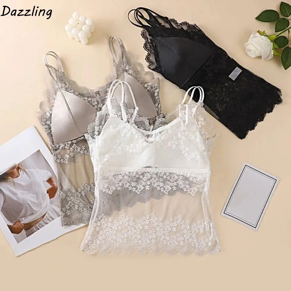 Simple Mesh Transparent Lace Camisole Sleeveless Slim Fit Lace Sling Crop Tops Thin Undershirt Suspender Vest Spring Summer
Simple Mesh Transparent Lace Camisole Sleeveless Slim Fit Lace Sling Crop Tops Thin Undershirt Suspender Vest Spring Summer