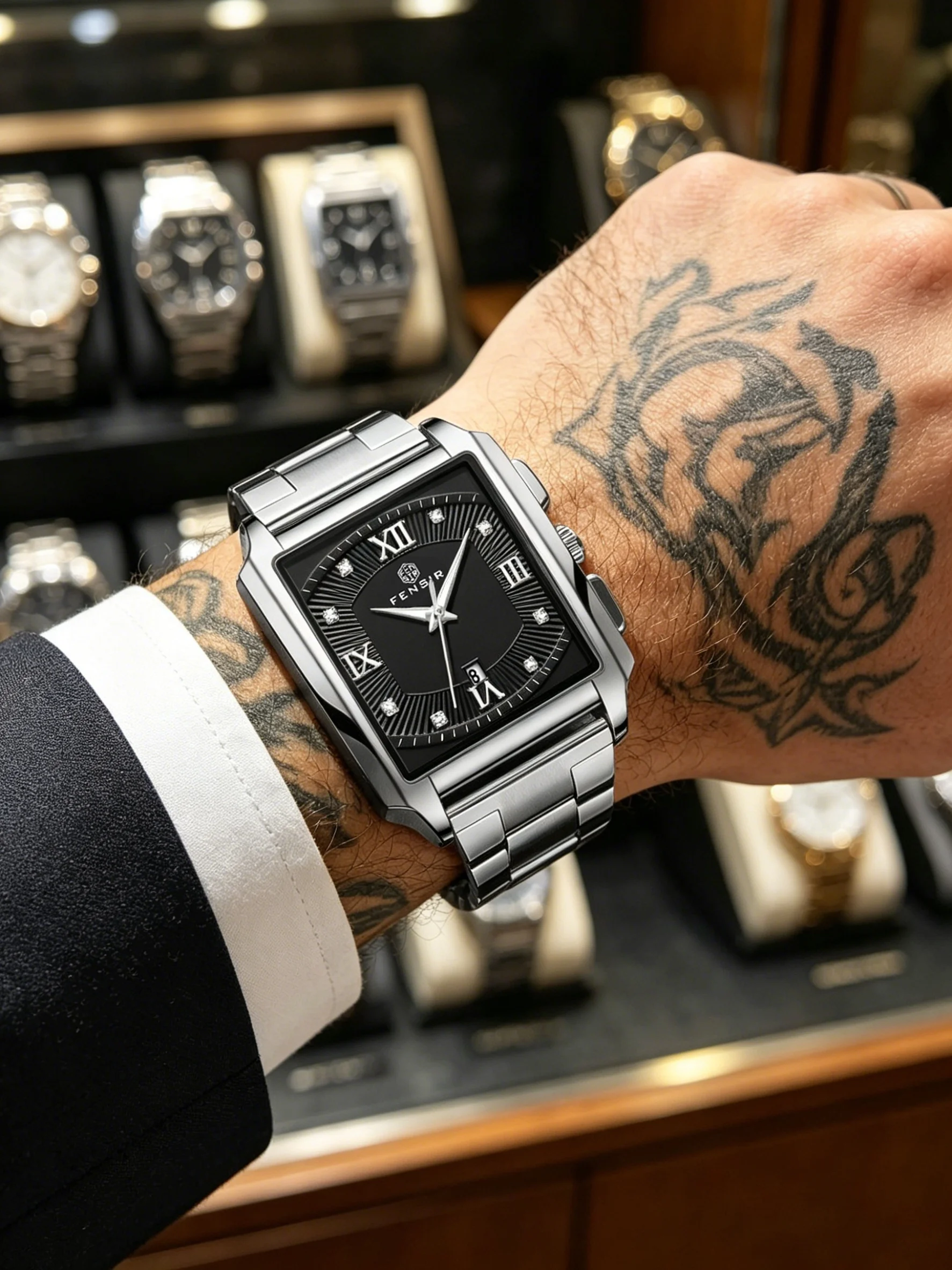 Punk Tough Guy Style Men's Square Quartz Watch, Luxury Men's Wristwatch, Diamond-Encrusted Luminous Waterproof Business Casual Men's Watch, Trendy Tattoo-Style Personalized Fashion Men's Watch, Hot-Selling Luxury Business Versatile Men's Wristwatch
Punk Tough Guy Style Men's Square Quartz Watch, Luxury Men's Wristwatch, Diamond-Encrusted Luminous Waterproof Business Casual Men's Watch, Trendy Tattoo-Style Personalized Fashion Men's Watch, Hot-Selling Luxury Business Versatile Men's Wristwatch