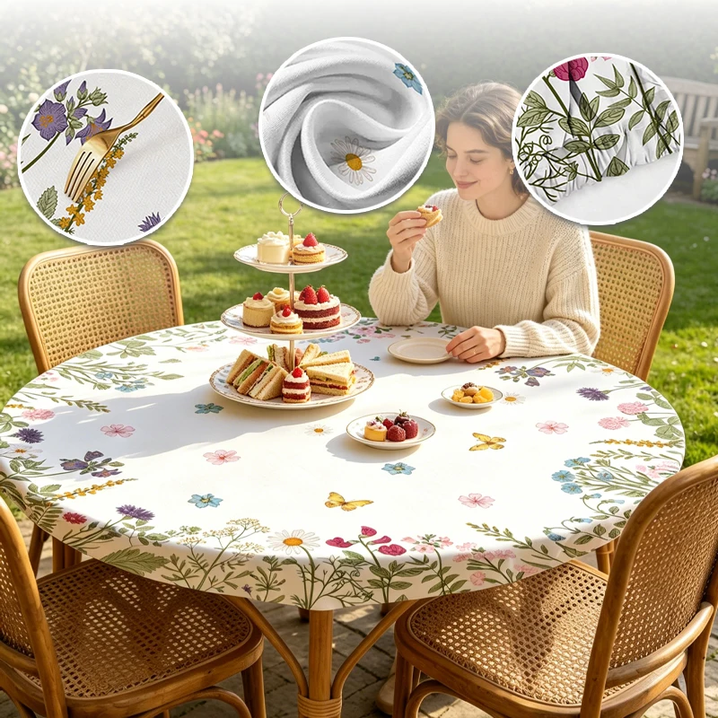 60/90/120/150cm Floral Round Fitted Table Cover Elastic Edge Tablecloth with Butterfly Print Washable Fabric for Dining Table
60/90/120/150cm Floral Round Fitted Table Cover Elastic Edge Tablecloth with Butterfly Print Washable Fabric for Dining Table