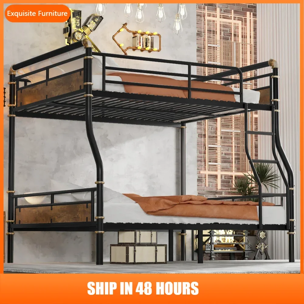 Full XL over Queen Metal Bunk Bed, Industrial Detachable Bunkbeds with Safety Guard Rails for Teens, Black
Full XL over Queen Metal Bunk Bed, Industrial Detachable Bunkbeds with Safety Guard Rails for Teens, Black