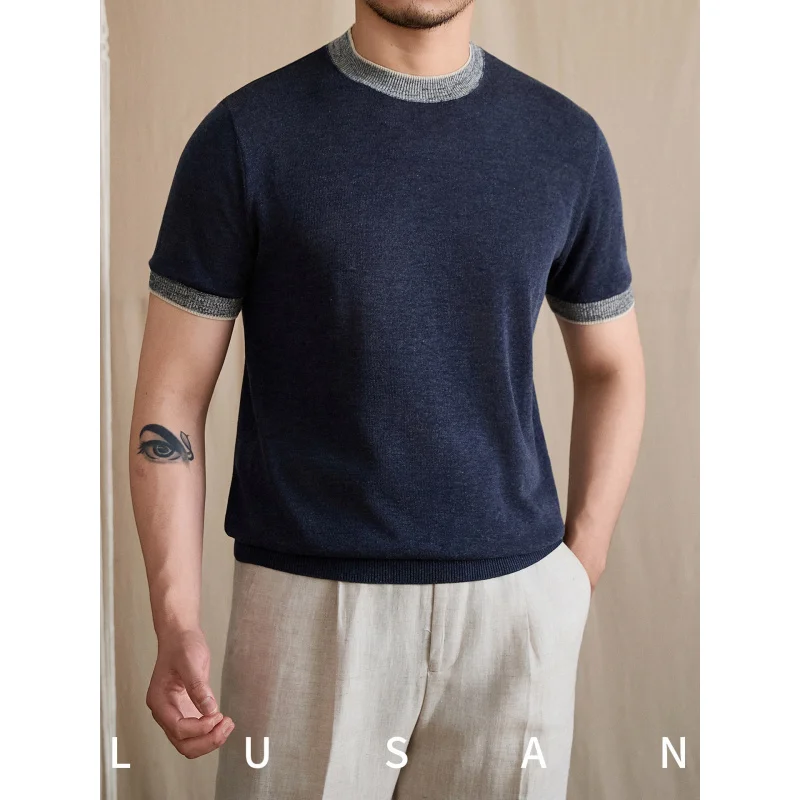Summer linen lyocell lightweight breathable round-neck pullover short-sleeve shirtTSlim-fit knit shirt for trendy men
Summer linen lyocell lightweight breathable round-neck pullover short-sleeve shirtTSlim-fit knit shirt for trendy men