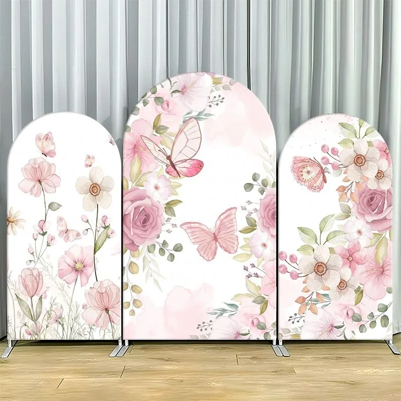 Single Side Arch Backdrop Cover Elegant Pink Floral Butterfly Theme Party Backdrop Set Featuring Soft Watercolor Roses Lilies
Single Side Arch Backdrop Cover Elegant Pink Floral Butterfly Theme Party Backdrop Set Featuring Soft Watercolor Roses Lilies