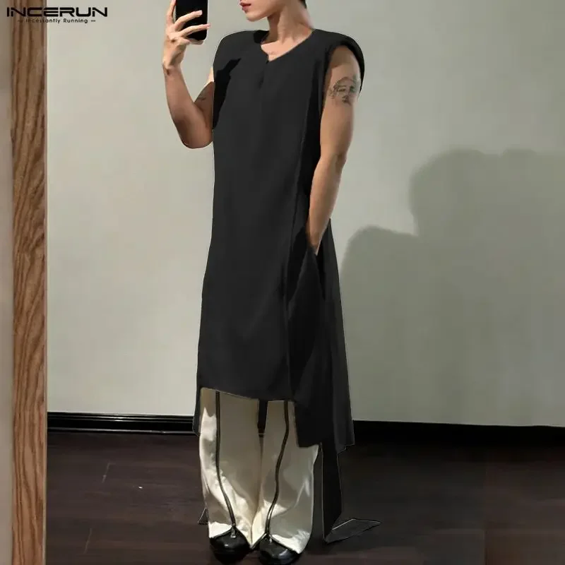 INCERUN Men's Irregular Shirt Solid V Neck Sleeveless Long Style Shirts For Man Streetwear 2026 Fashion Men Clothes With Belt
INCERUN Men's Irregular Shirt Solid V Neck Sleeveless Long Style Shirts For Man Streetwear 2026 Fashion Men Clothes With Belt