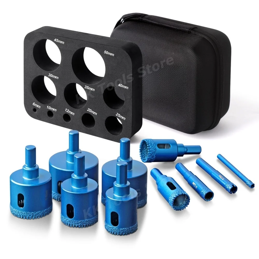 10Pcs 6mm-50mm Diamond Hole Saw Kit, Tile Drill Bits Serrated Brazing Core Drill Bit Set for Granite Marble Ceramic Tile Glass
10Pcs 6mm-50mm Diamond Hole Saw Kit, Tile Drill Bits Serrated Brazing Core Drill Bit Set for Granite Marble Ceramic Tile Glass