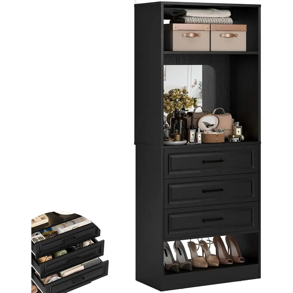 25 Freestanding Closet System with 3 Drawers, Storage Shelves, and Mirror, Compact Walk-in Organizer for Small Spaces, 25 W x 16
25 Freestanding Closet System with 3 Drawers, Storage Shelves, and Mirror, Compact Walk-in Organizer for Small Spaces, 25 W x 16