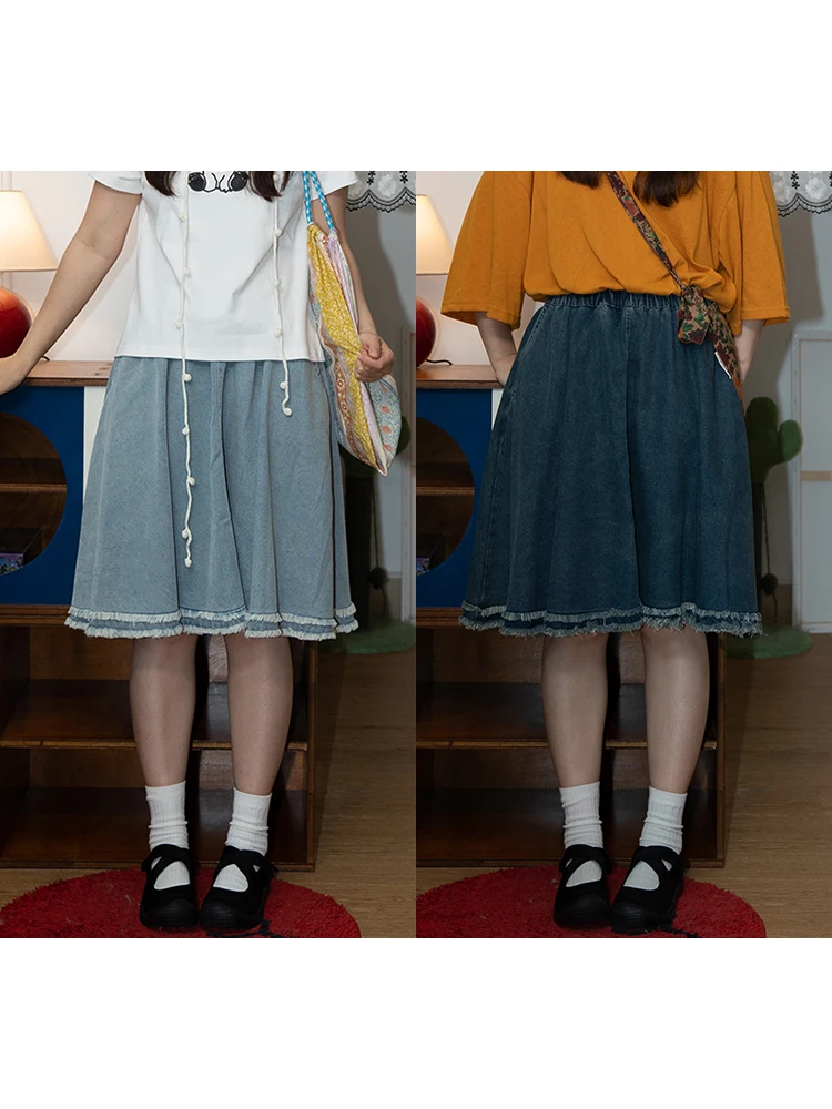 Retro Japanese Style Half-length Denim Skirt A-line with Elastic Waist Pocket Weathered Frayed Pure Color Versatile Women's S...
Retro Japanese Style Half-length Denim Skirt A-line with Elastic Waist Pocket Weathered Frayed Pure Color Versatile Women's S...