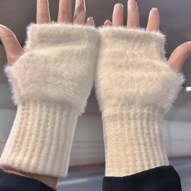 Women Warm Fleece Soft Winter Half Finger Gloves Warm Luxury Solid White Plush Knitted Fingerless Gloves Wrist Mittens Writting
Women Warm Fleece Soft Winter Half Finger Gloves Warm Luxury Solid White Plush Knitted Fingerless Gloves Wrist Mittens Writting