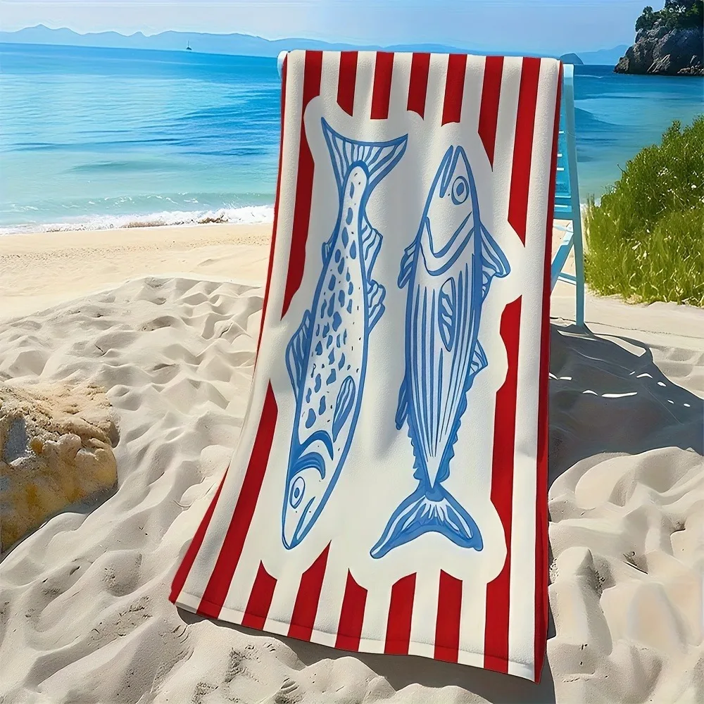 Nautical Fish Striped Beach Towel, Retro Coastal Fish Print, Quick Dry Soft Towel for Beach & Pool Absorbent Oversized Bath Tow
Nautical Fish Striped Beach Towel, Retro Coastal Fish Print, Quick Dry Soft Towel for Beach & Pool Absorbent Oversized Bath Tow