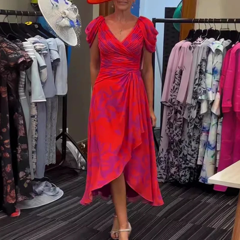Fashion V Neck High Waist Pleated Office Dress New Floral Print Short Sleeved Beach Dress Sexy Slim Split Party Dress for Women
Fashion V Neck High Waist Pleated Office Dress New Floral Print Short Sleeved Beach Dress Sexy Slim Split Party Dress for Women