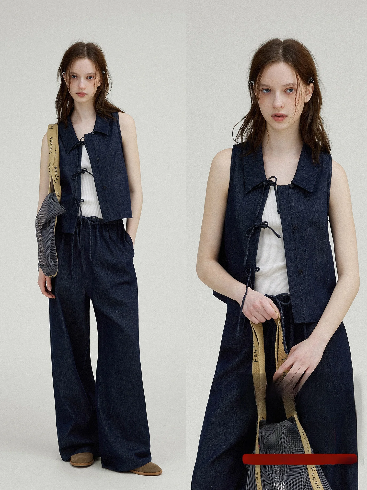 Женский винтажный джинсовый комплект Le Vintage: топ с узлом и длинные брюки из 100% хлопка для летнего образа
Женский винтажный джинсовый комплект Le Vintage: топ с узлом и длинные брюки из 100% хлопка для летнего образа