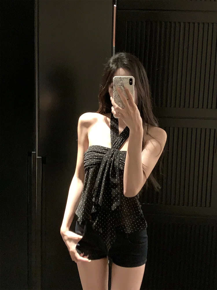 Сексуальный женский укороченный топ в горошек от He Chenxi: винтажный кроп-топ без бретелек для лета
Сексуальный женский укороченный топ в горошек от He Chenxi: винтажный кроп-топ без бретелек для лета