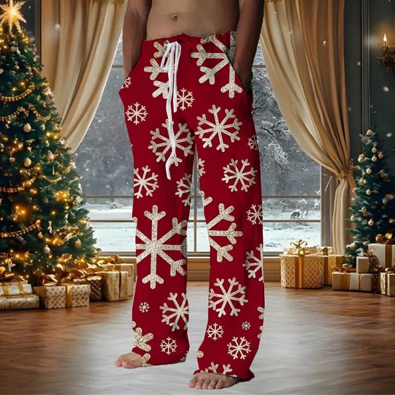 Christmas Limited Edition Men's Snowflake Print Pants Drawstring Design Casual Holiday Wide-Leg Pants Relaxed Fit Trousers
Christmas Limited Edition Men's Snowflake Print Pants Drawstring Design Casual Holiday Wide-Leg Pants Relaxed Fit Trousers
