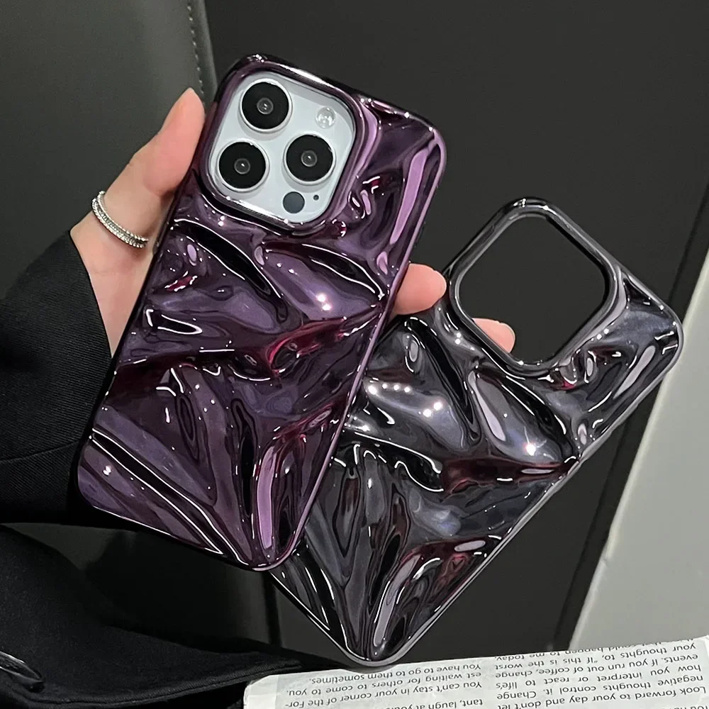 Electroplate Silvery 3D Wrinkle Phone Case For iphone 16 15 14 13 11 12 Pro Max Purple Water Ripple Shockproof Soft Cover
Electroplate Silvery 3D Wrinkle Phone Case For iphone 16 15 14 13 11 12 Pro Max Purple Water Ripple Shockproof Soft Cover