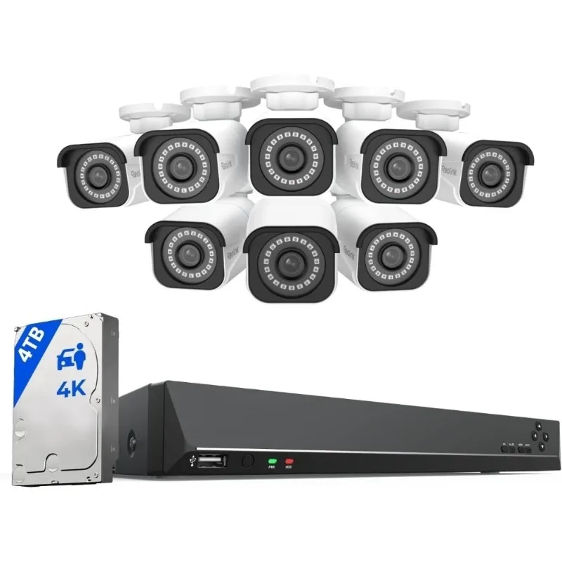 Система видеонаблюдения 4K, 8 камер H.265 PoE, проводная, 8 МП, 16-канальный NVR с жестким диском 4 ТБ, обнаружение людей и транспортных средств, круглосуточная запись
Система видеонаблюдения 4K, 8 камер H.265 PoE, проводная, 8 МП, 16-канальный NVR с жестким диском 4 ТБ, обнаружение людей и транспортных средств, круглосуточная запись