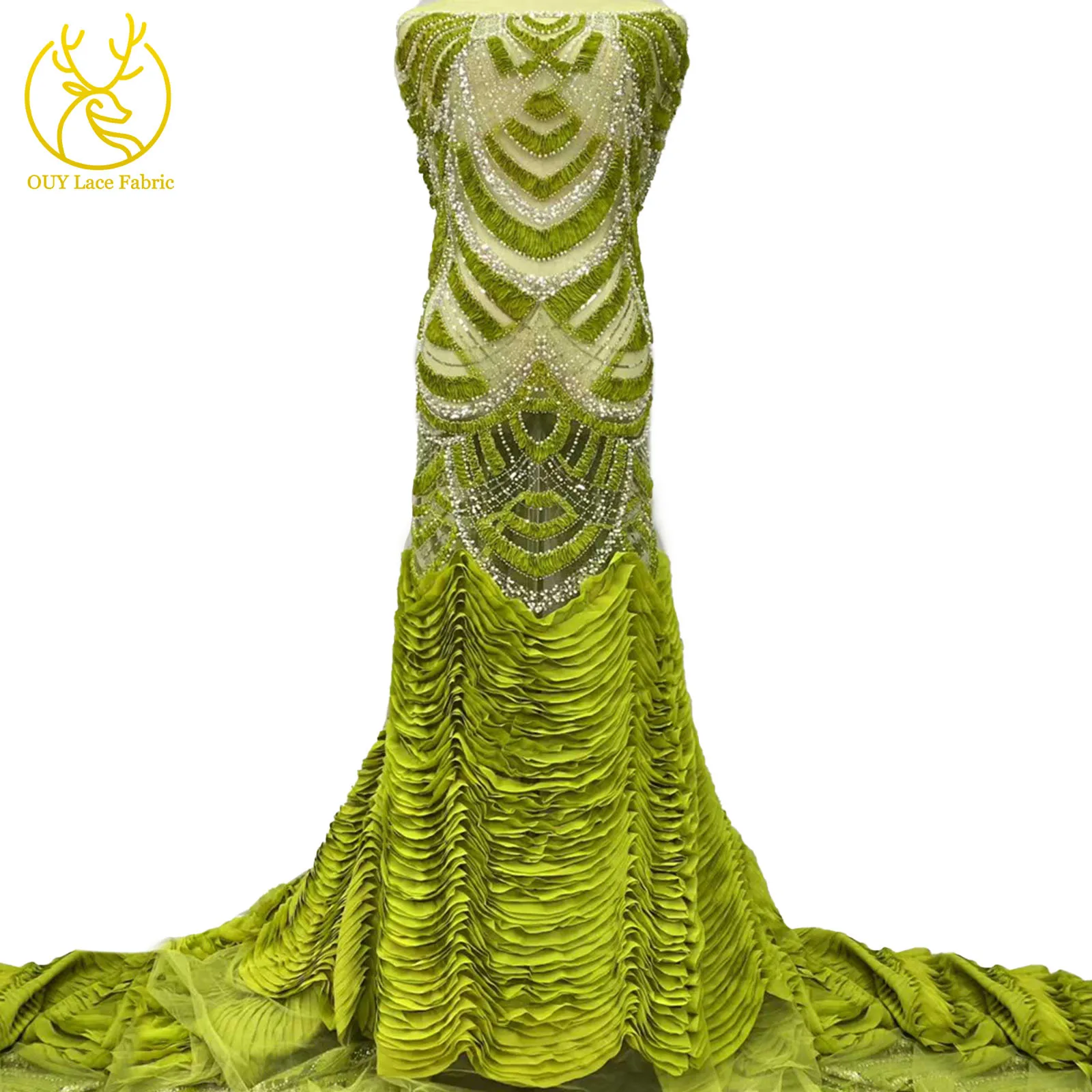 Luxury 3D French Hand-Beaded Embroidery Tulle Lace Fabric African Nigerian Sequin Lace Fabric High-End Wedding Dress Fabrics
Luxury 3D French Hand-Beaded Embroidery Tulle Lace Fabric African Nigerian Sequin Lace Fabric High-End Wedding Dress Fabrics