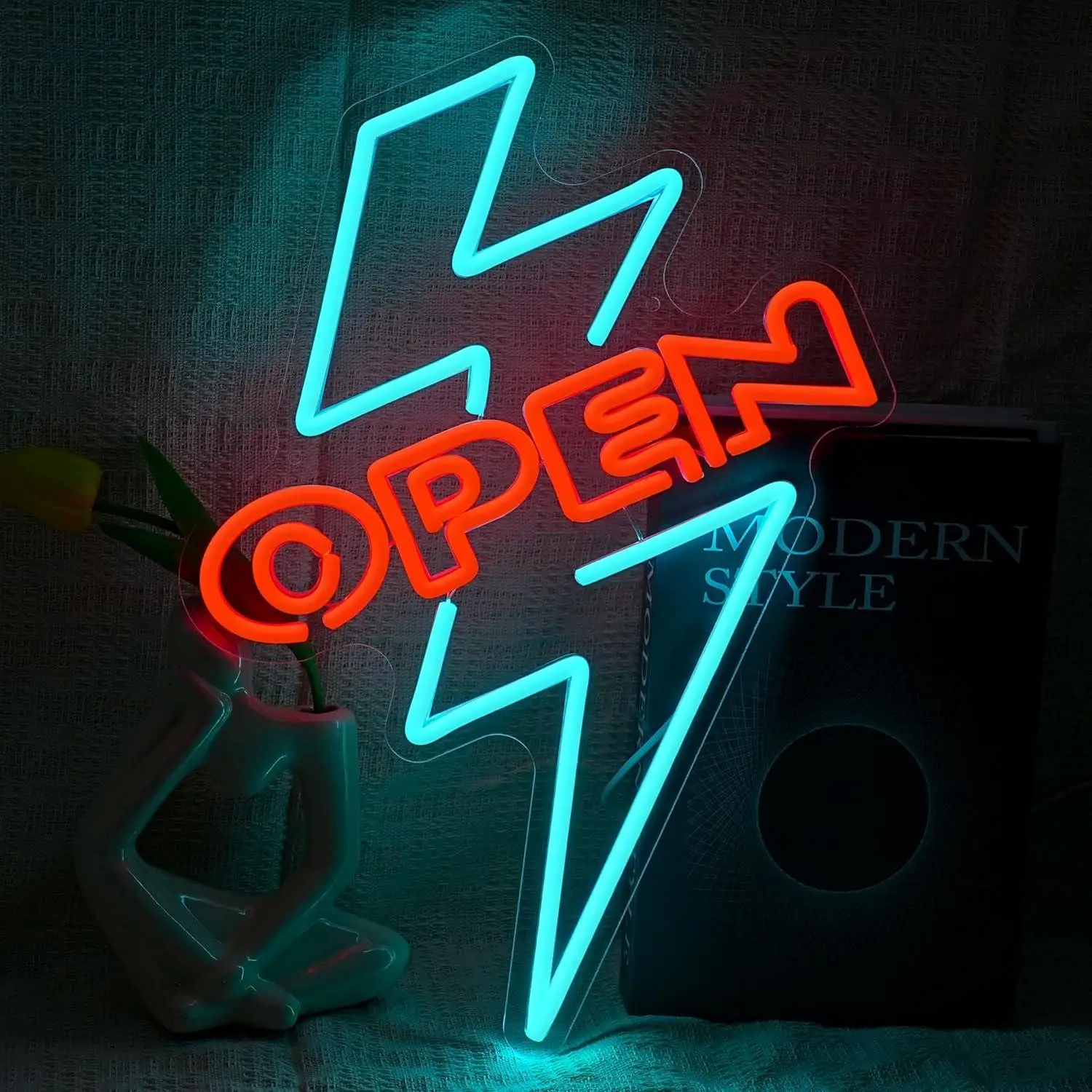 Lightning Open Neon Sign Dimmable LED Neon Lights for Restaurant Store Hotel Cafe Bar Office Door Wall Art Decor Business Signs
Lightning Open Neon Sign Dimmable LED Neon Lights for Restaurant Store Hotel Cafe Bar Office Door Wall Art Decor Business Signs
